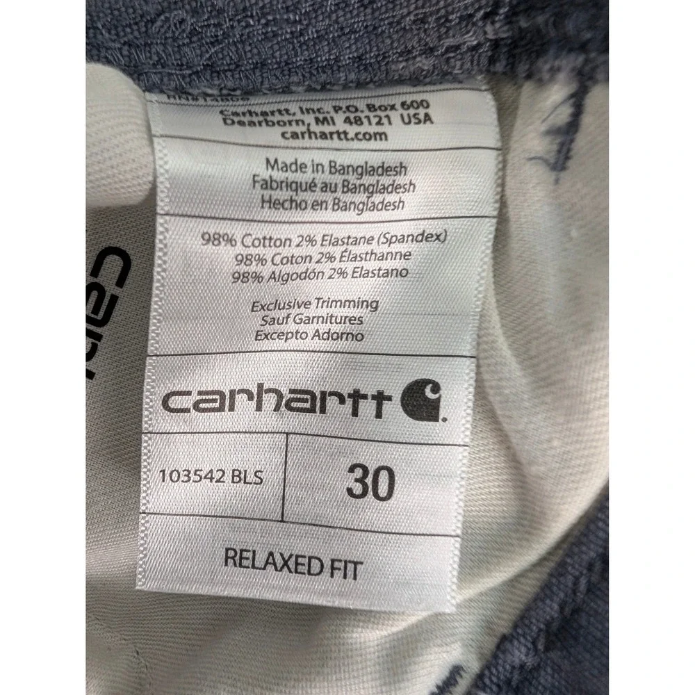 Carhartt Men's Relaxed Fit Rugged Flex Canvas Cargo Work Shorts Size 30 Gray NWT